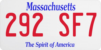 MA license plate 292SF7
