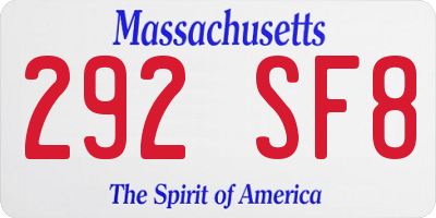 MA license plate 292SF8