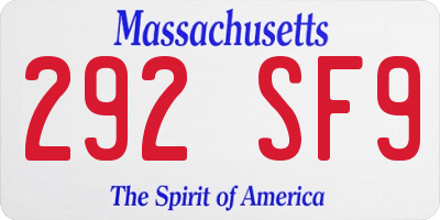 MA license plate 292SF9