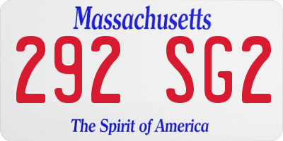 MA license plate 292SG2