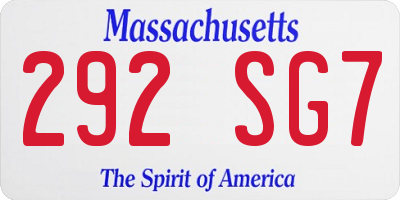 MA license plate 292SG7