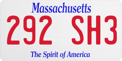 MA license plate 292SH3