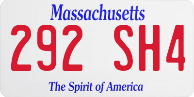 MA license plate 292SH4