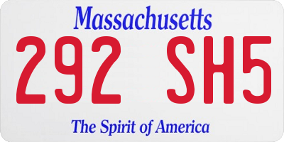MA license plate 292SH5