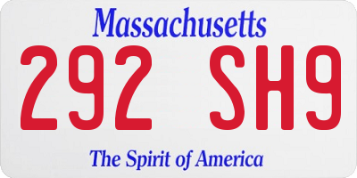 MA license plate 292SH9