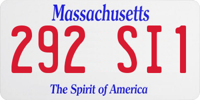 MA license plate 292SI1
