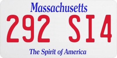 MA license plate 292SI4