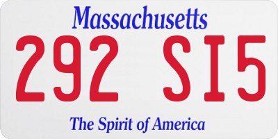 MA license plate 292SI5