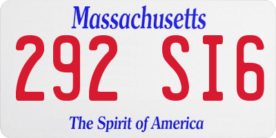 MA license plate 292SI6