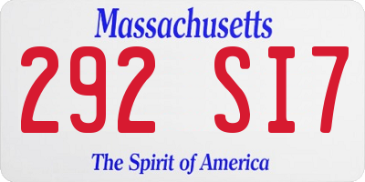 MA license plate 292SI7