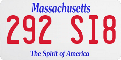 MA license plate 292SI8