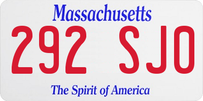 MA license plate 292SJ0