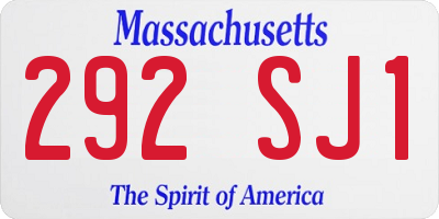 MA license plate 292SJ1