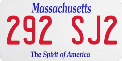 MA license plate 292SJ2
