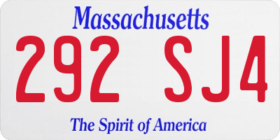 MA license plate 292SJ4