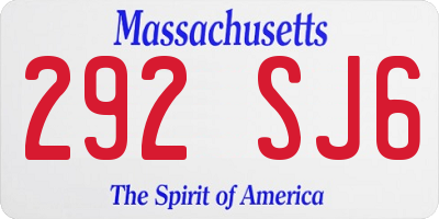 MA license plate 292SJ6