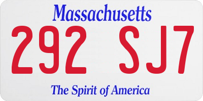 MA license plate 292SJ7