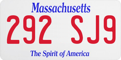 MA license plate 292SJ9