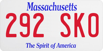 MA license plate 292SK0