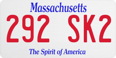MA license plate 292SK2