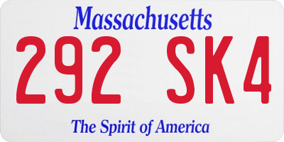 MA license plate 292SK4