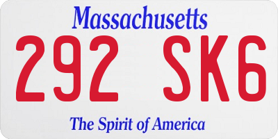 MA license plate 292SK6