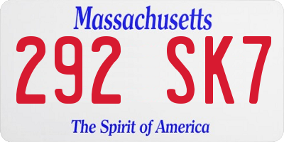 MA license plate 292SK7