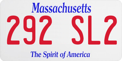 MA license plate 292SL2
