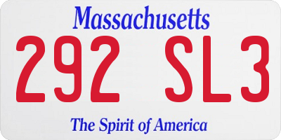 MA license plate 292SL3