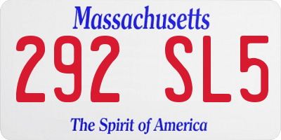 MA license plate 292SL5