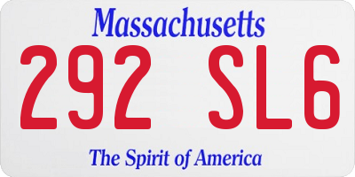 MA license plate 292SL6
