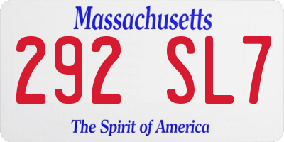 MA license plate 292SL7