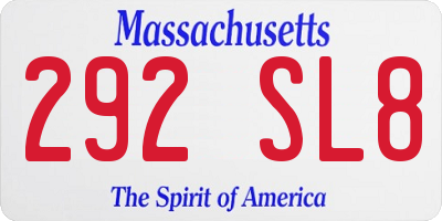MA license plate 292SL8