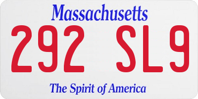 MA license plate 292SL9