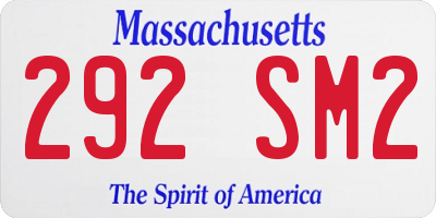 MA license plate 292SM2