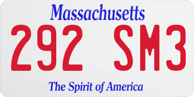 MA license plate 292SM3