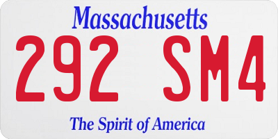 MA license plate 292SM4