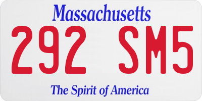 MA license plate 292SM5