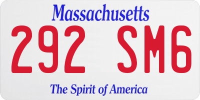 MA license plate 292SM6