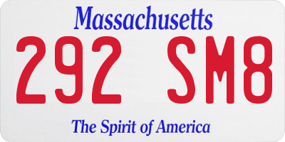 MA license plate 292SM8