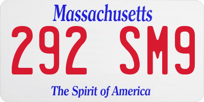 MA license plate 292SM9