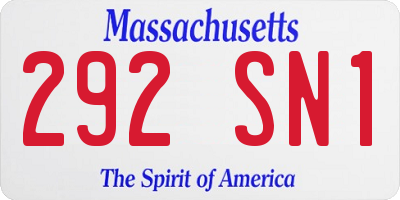 MA license plate 292SN1