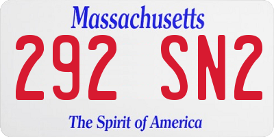 MA license plate 292SN2