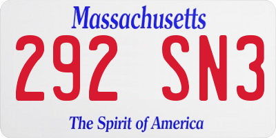 MA license plate 292SN3