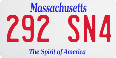 MA license plate 292SN4