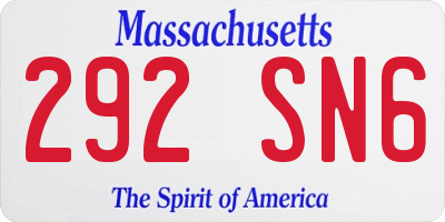 MA license plate 292SN6