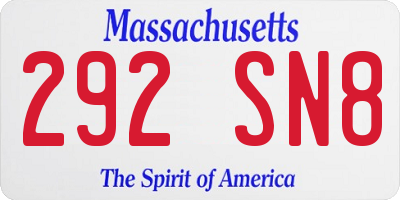 MA license plate 292SN8