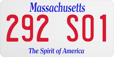 MA license plate 292SO1