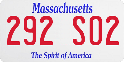 MA license plate 292SO2
