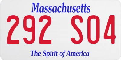 MA license plate 292SO4